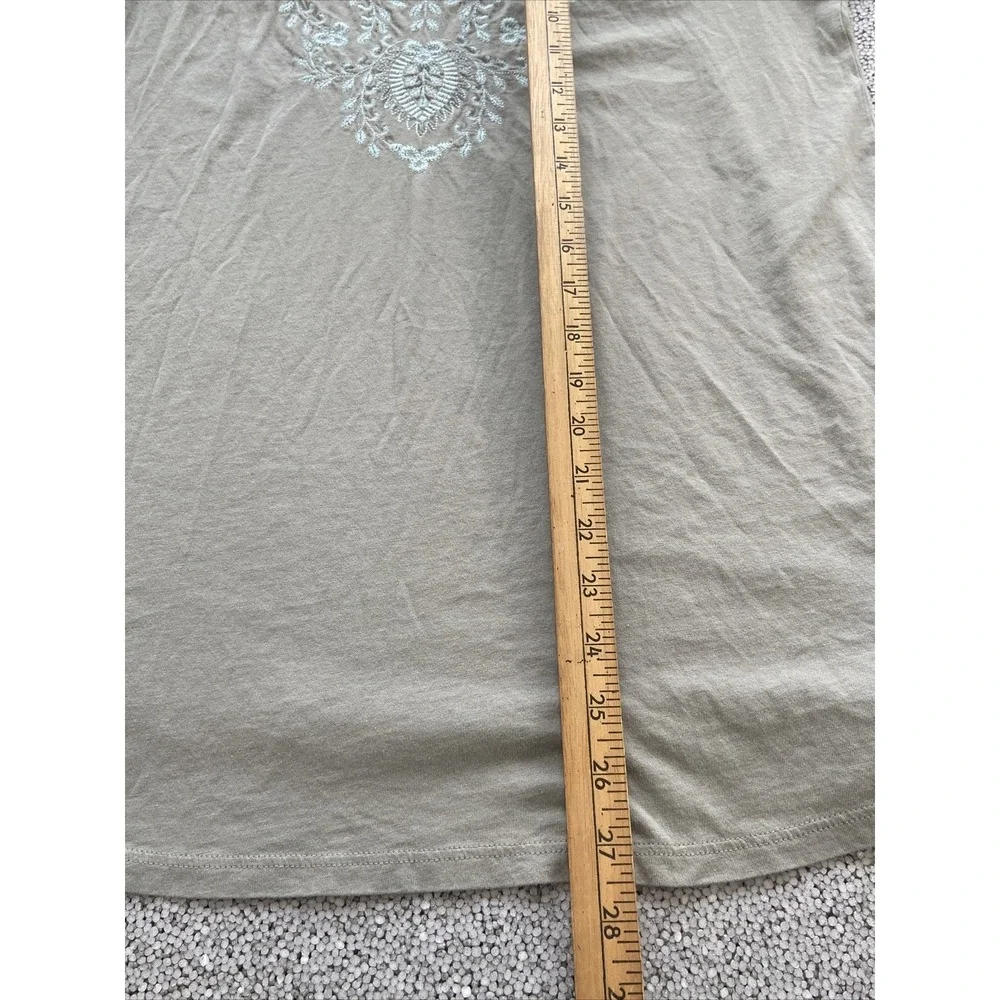 J JILL Shirt Embroidered Shirt Women's Small Floral Boho Peasant Slate Sage Blue